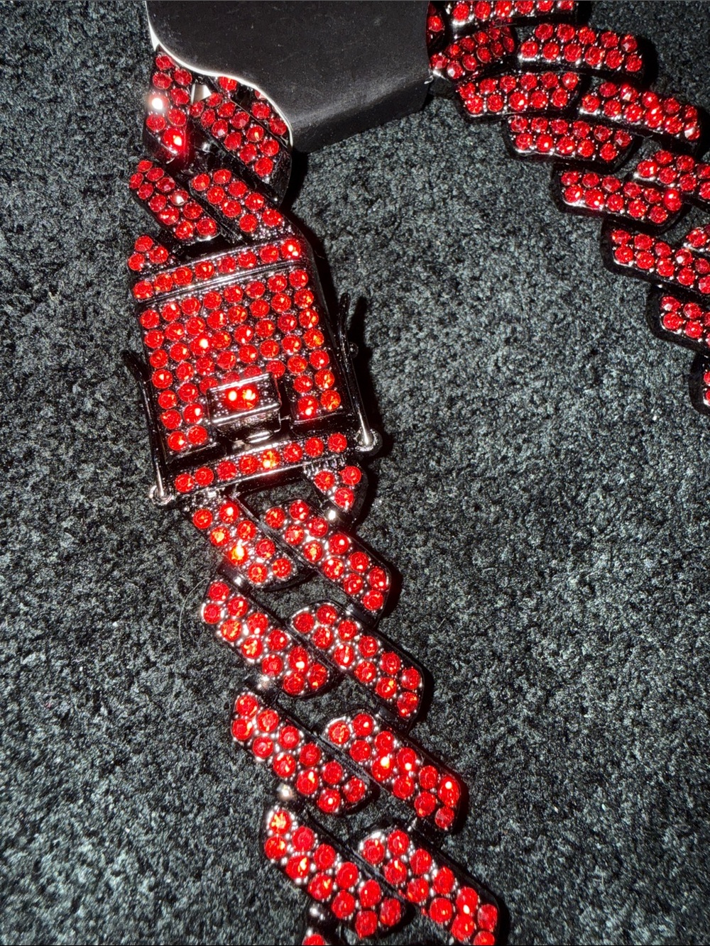 Men's Red Crystal Cuban Link chain - Sparkling Statement Jewelry